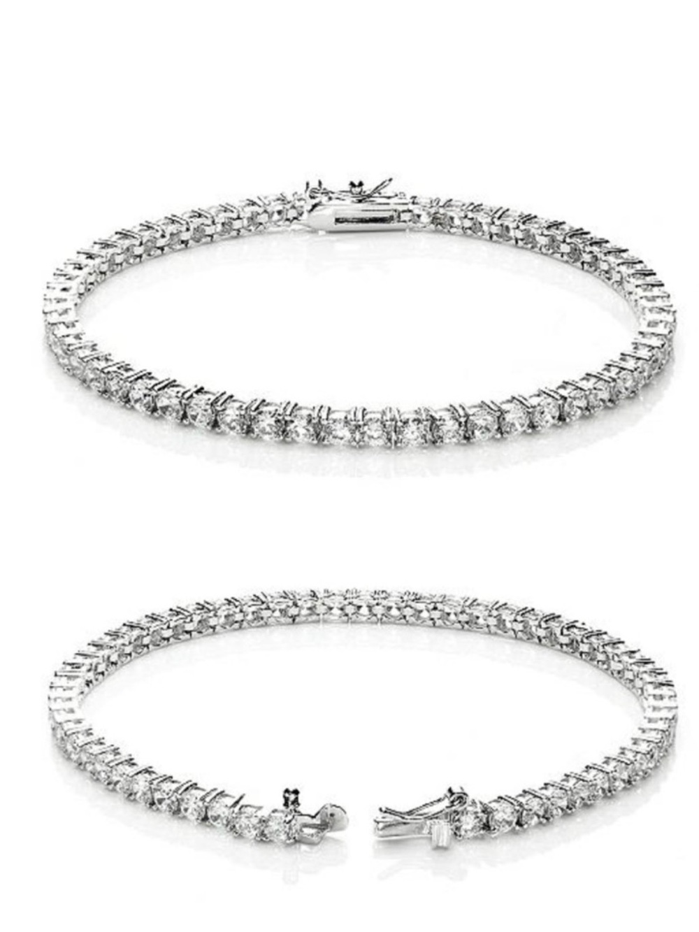 Dessy Collection Silver-Tone Clear Crystal Tennis Bracelet